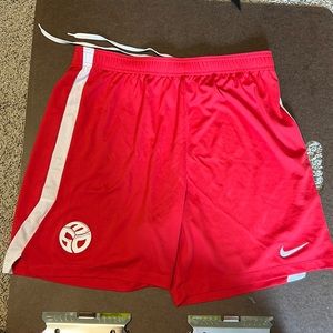 Red Nike soccer shorts